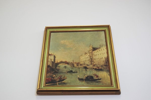 Canvas Landscape Representation of Venice, 1960s, Set of 2-KNM-913676