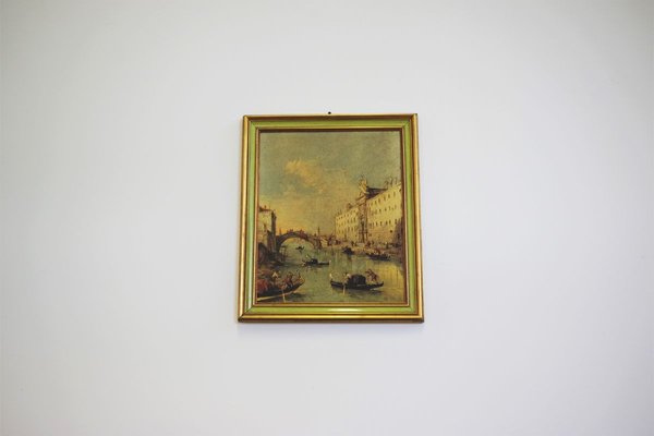 Canvas Landscape Representation of Venice, 1960s, Set of 2-KNM-913676