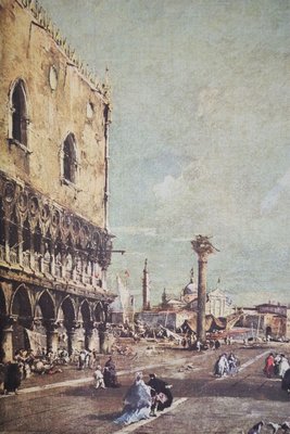 Canvas Landscape Representation of Venice, 1960s, Set of 2-KNM-913676