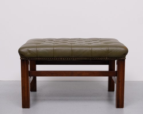 Capped Green Leather Chesterfield Foot Stool, England, 1960zs-GCG-2024642