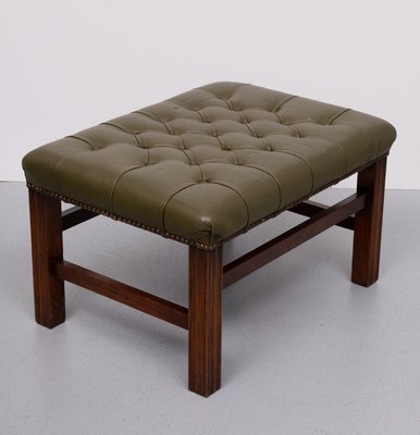 Capped Green Leather Chesterfield Foot Stool, England, 1960zs-GCG-2024642