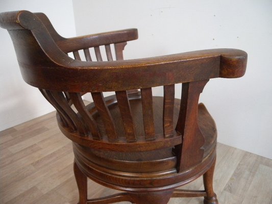 Captain's Swivel Desk Chair in Oak, England, 1900s-FEO-1781296