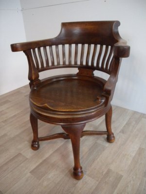 Captain's Swivel Desk Chair in Oak, England, 1900s-FEO-1781296