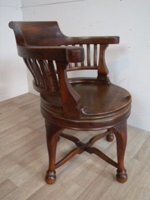 Captain's Swivel Desk Chair in Oak, England, 1900s-FEO-1781296