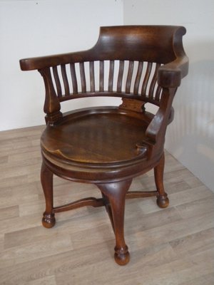 Captain's Swivel Desk Chair in Oak, England, 1900s-FEO-1781296