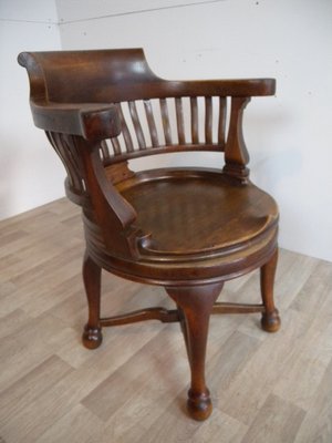 Captain's Swivel Desk Chair in Oak, England, 1900s-FEO-1781296