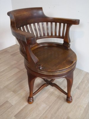 Captain's Swivel Desk Chair in Oak, England, 1900s-FEO-1781296