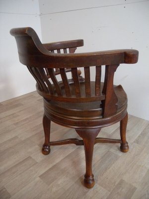 Captain's Swivel Desk Chair in Oak, England, 1900s-FEO-1781296