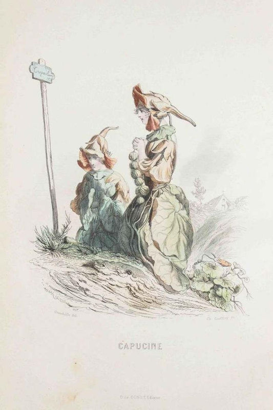 Capucine - Les Fleurs Animées Vol.I - Litho by J.J. Grandville - 1847 1847