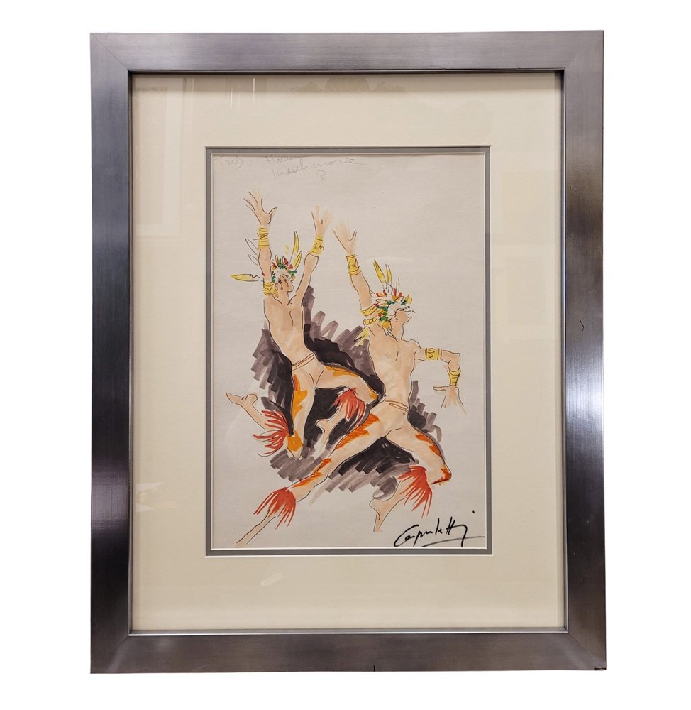 Capuletti, Pair of Dancers, 1980s, Drawing on Paper, Framed