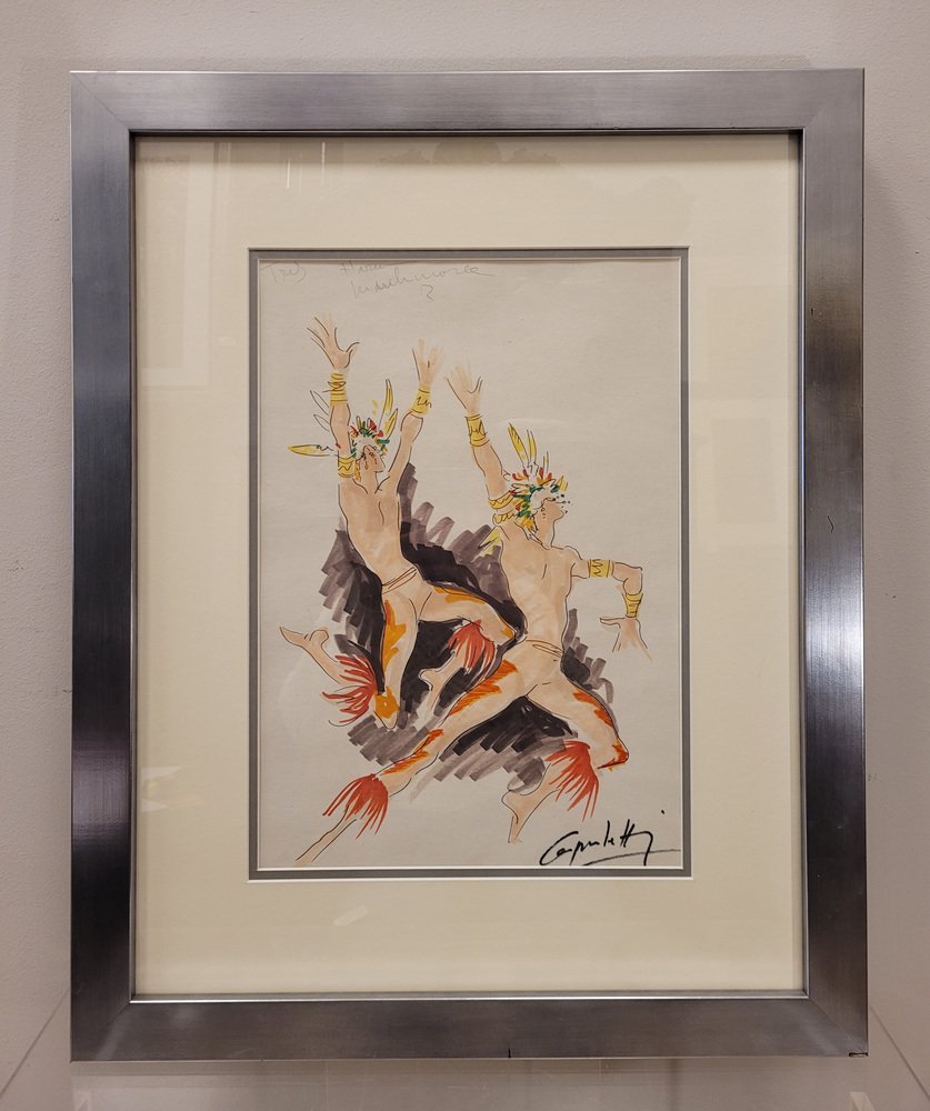 Capuletti, Pair of Dancers, 1980s, Drawing on Paper, Framed