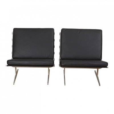 Caravelle Lounge Chairs in Black Leather by Paul Leidersdorff, 1960s, Set of 2-MTD-1400617