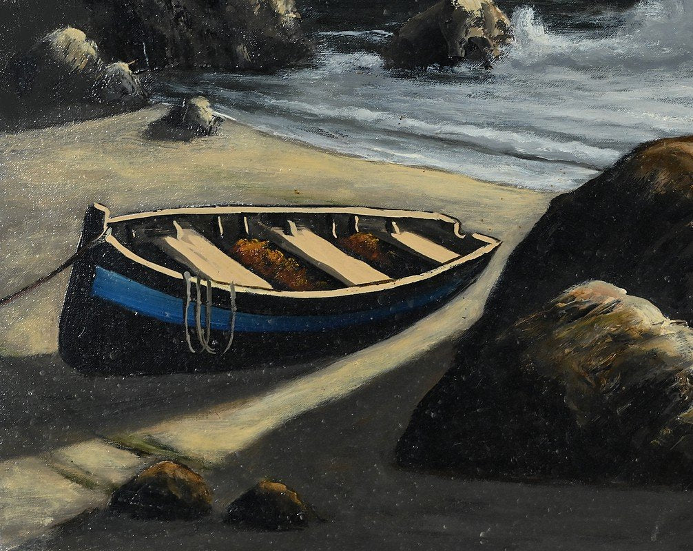 Carbu, Coastal Scene, 1950s, Oil on Canvas, Framed