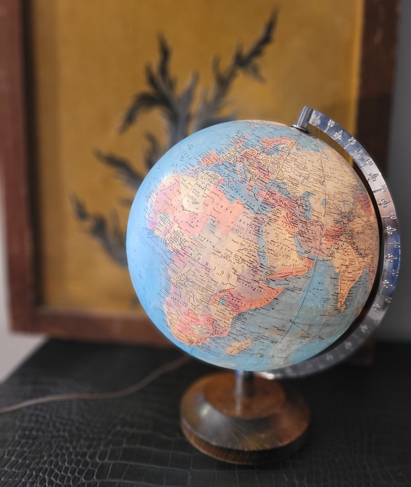 Cardboard Globo with Interior Light from Globes Taride, France, 1960s