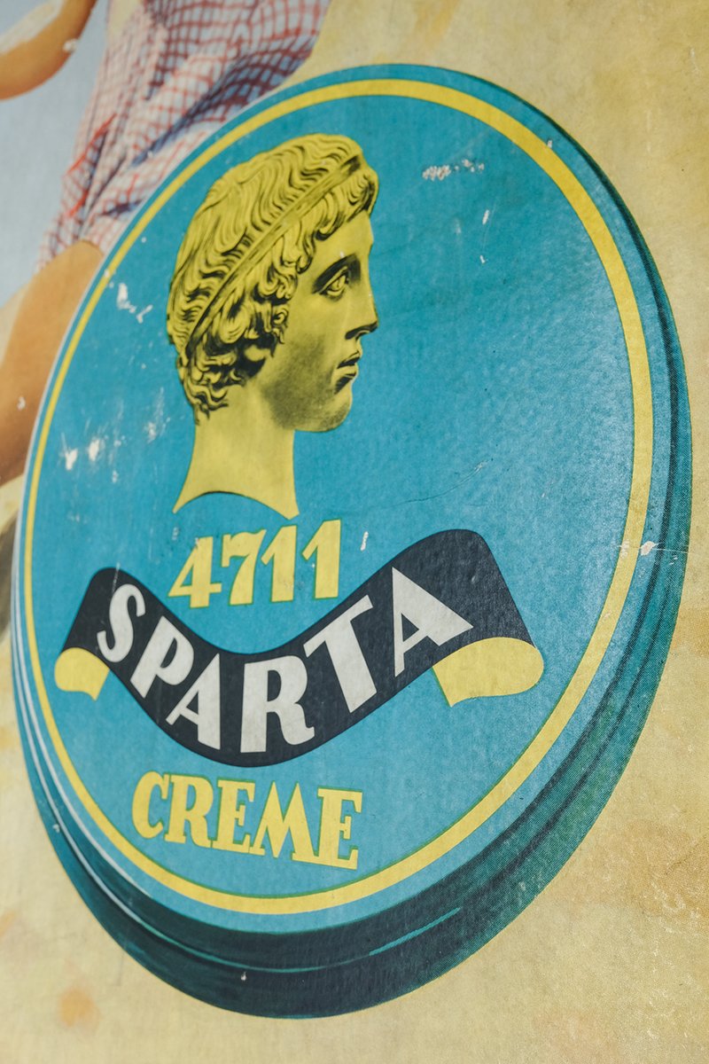 Cardboard Sparta Cream Advertising Sign by E. Pohl, 1950s