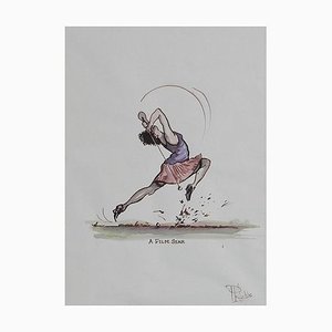 Caricature of a Film Star Golfer Painting by Peter Hobbs, 1950s-ARU-626137