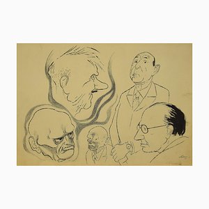 Caricatures, Original ink by Adolf Reinhold Hallman, 1930s-ZCI-892011