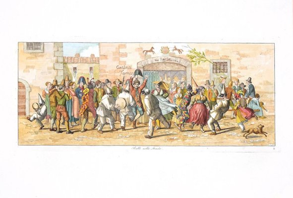 Carl Gustaf Hyalmar Morner - Dancing in the Street - Original Etching - 1820-ZCI-830673