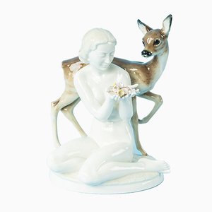 Carl Werner for Hutschenreuther, Nude with Fawn, 1950s-GPP-789625