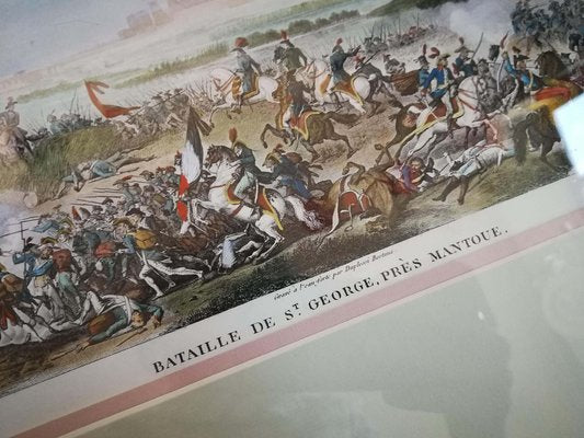 Carle Vernet, Napoleonic Battle in San Giorgio, Mantua, Hand-Colored Etching, Framed-FSD-1219485