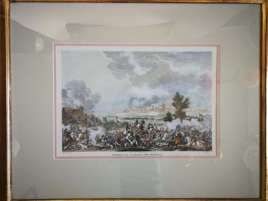 Carle Vernet, Napoleonic Battle in San Giorgio, Mantua, Hand-Colored Etching, Framed-FSD-1219485