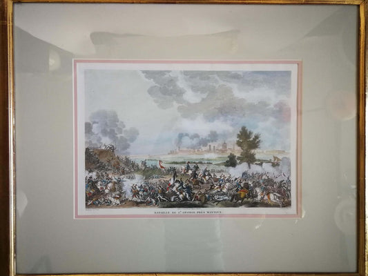 Carle Vernet, Napoleonic Battle in San Giorgio, Mantua, Hand-Colored Etching, Framed