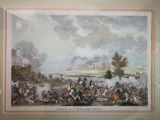 Carle Vernet, Napoleonic Battle in San Giorgio, Mantua, Hand-Colored Etching, Framed-FSD-1219485