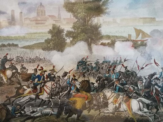 Carle Vernet, Napoleonic Battle in San Giorgio, Mantua, Hand-Colored Etching, Framed-FSD-1219485