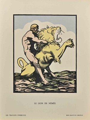 Carlège, Le Lion de Némée, Original Woodcut Print, Early 20th Century-ZCI-1403437