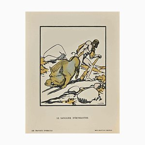 Carlège, Le Sanglier d'Erymanthe, Original Woodcut Print, Early 20th Century-ZCI-1403508