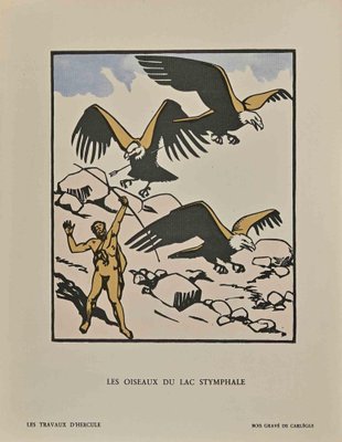 Carlège, Les Oiseaux du Lac, Original Woodcut Print, Early 20th Century-ZCI-1403513