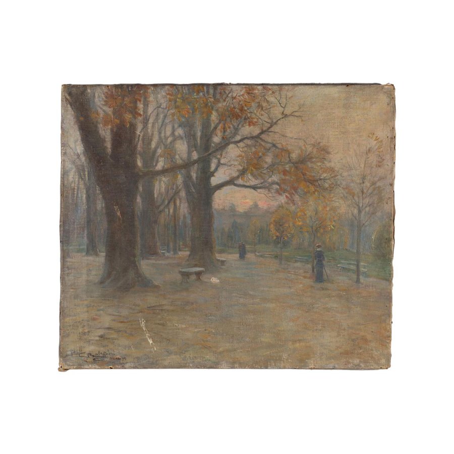 Carlo Balestrini, In the Park, 1909, Italy, Oil on Canvas