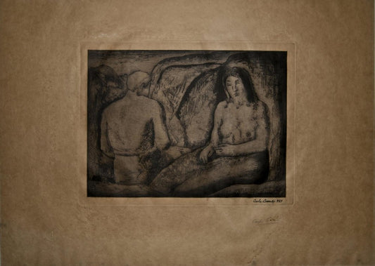 Carlo Carrà, Amanti (Lovers), Etching, 1927