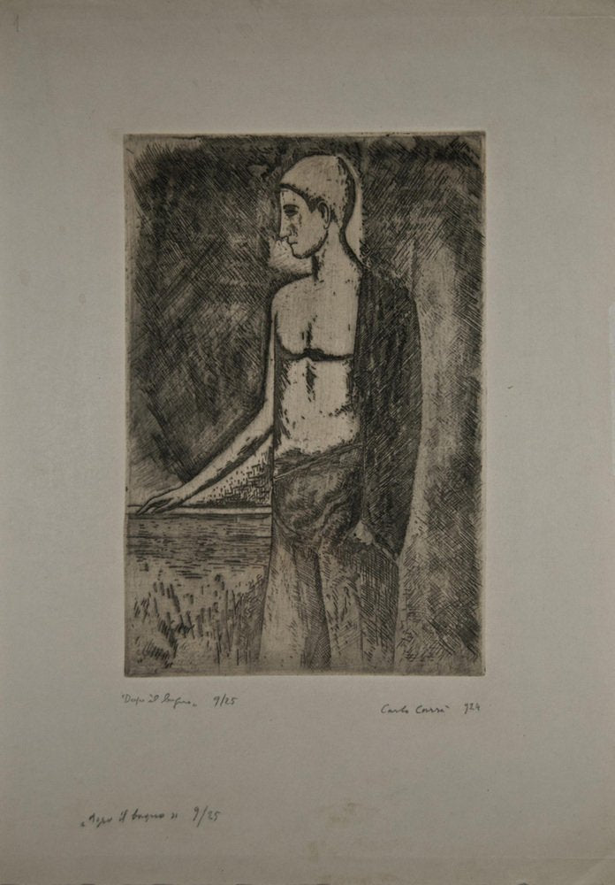 Carlo Carrà, Dopo il Bagno, Etching, 1924