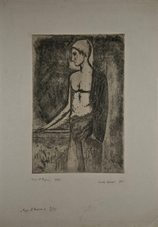 Carlo Carrà, Dopo il Bagno, Etching, 1924