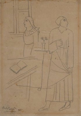 Carlo Carrà, Figure in un Interno, Original Drawing, 1915-ZCI-1277203