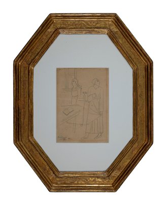 Carlo Carrà, Figure in un Interno, Original Drawing, 1915-ZCI-1277203