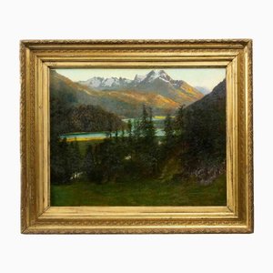 Carlo Ferrari, View of Saint Moritz, Oil on Board, 1907, Framed-ZCI-1416565