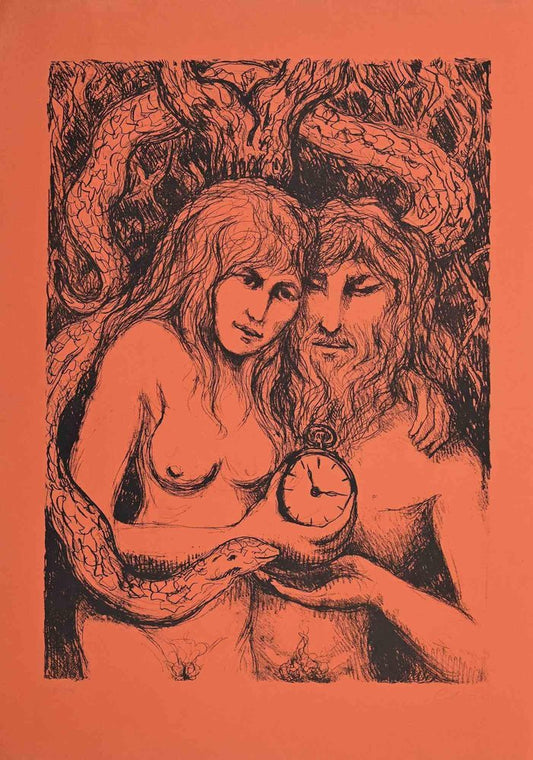 Carlo Levi, Adam and Eve, Original Lithograph, Mid 20th-Century