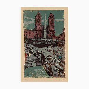 Carlo Mazzoni - Trinita Dei Monti - Original Screen Print - Late 20th Century-ZCI-834699