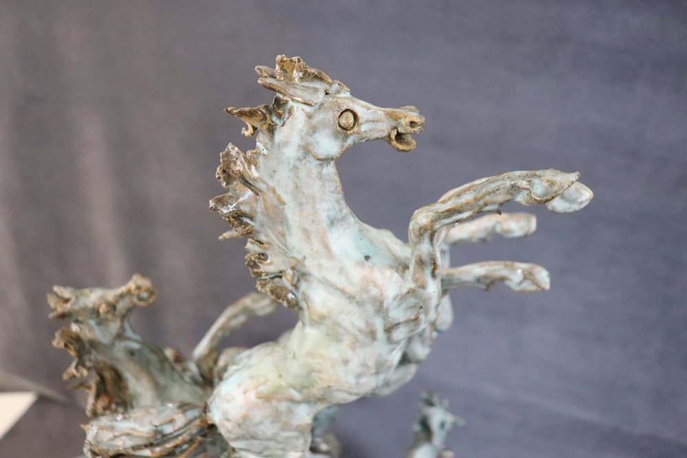 Carlo Morelli, Horses, 1970s, Ceramic Sculpture