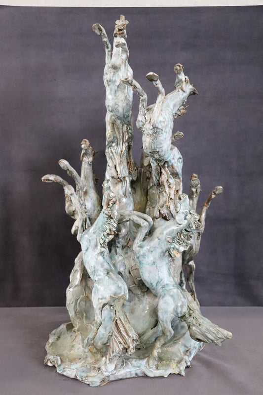 Carlo Morelli, Horses, 1970s, Ceramic Sculpture