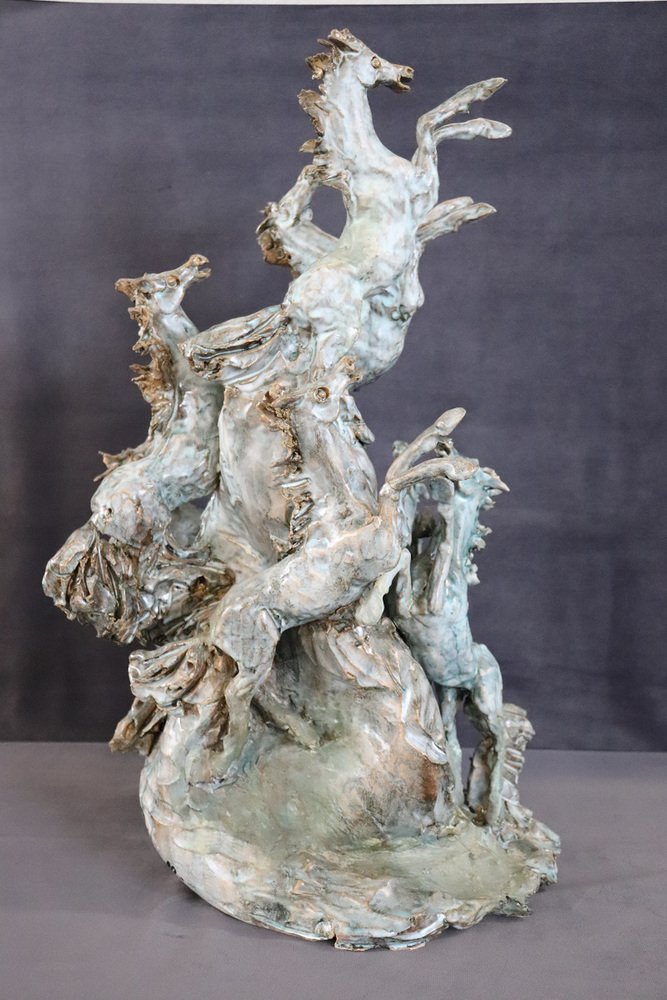 Carlo Morelli, Horses, 1970s, Ceramic Sculpture