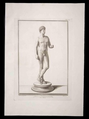 Carlo Nolli, Hermes as Ancient Roman Statue, Original Etching, 18th Century-ZCI-1379372