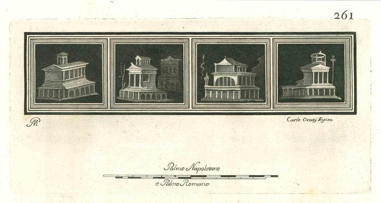 Carlo Oraty after Vanni, Ancient Roman Architectural Fresco, Original Etching, 18th Century-ZCI-2029625