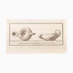 Carlo Pignatari, Oil Lamp with Decoration, Etching, 18th Century-ZCI-1760802