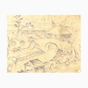 Carmelo Borg Pisani, Futurist City, Pencil Drawing, Early 20th Century-ZCI-1770072