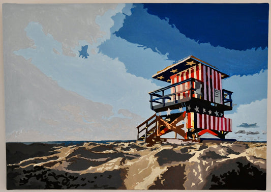 Carole Grandgirard, Miami Beach Lifeguard Stand, 2023, Oil on Canvas