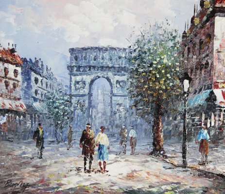 Caroline Burnett, Arc De Triomphe Street Scene, 1930s, Oil on Canvas-ZYI-1350548