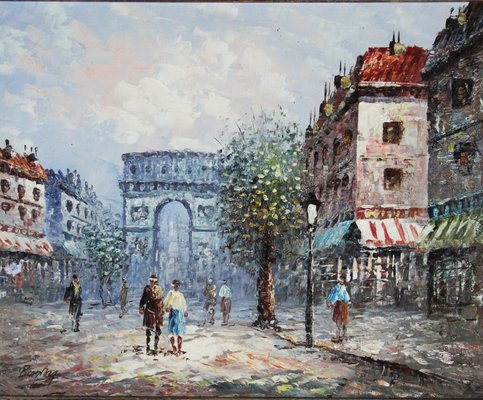 Caroline Burnett, Arc De Triomphe Street Scene, 1930s, Oil on Canvas-ZYI-1350548